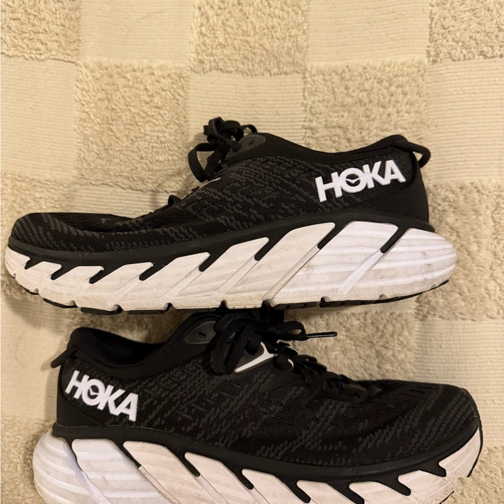 HOKA Black and White Running Shoes 8.5 WIDE